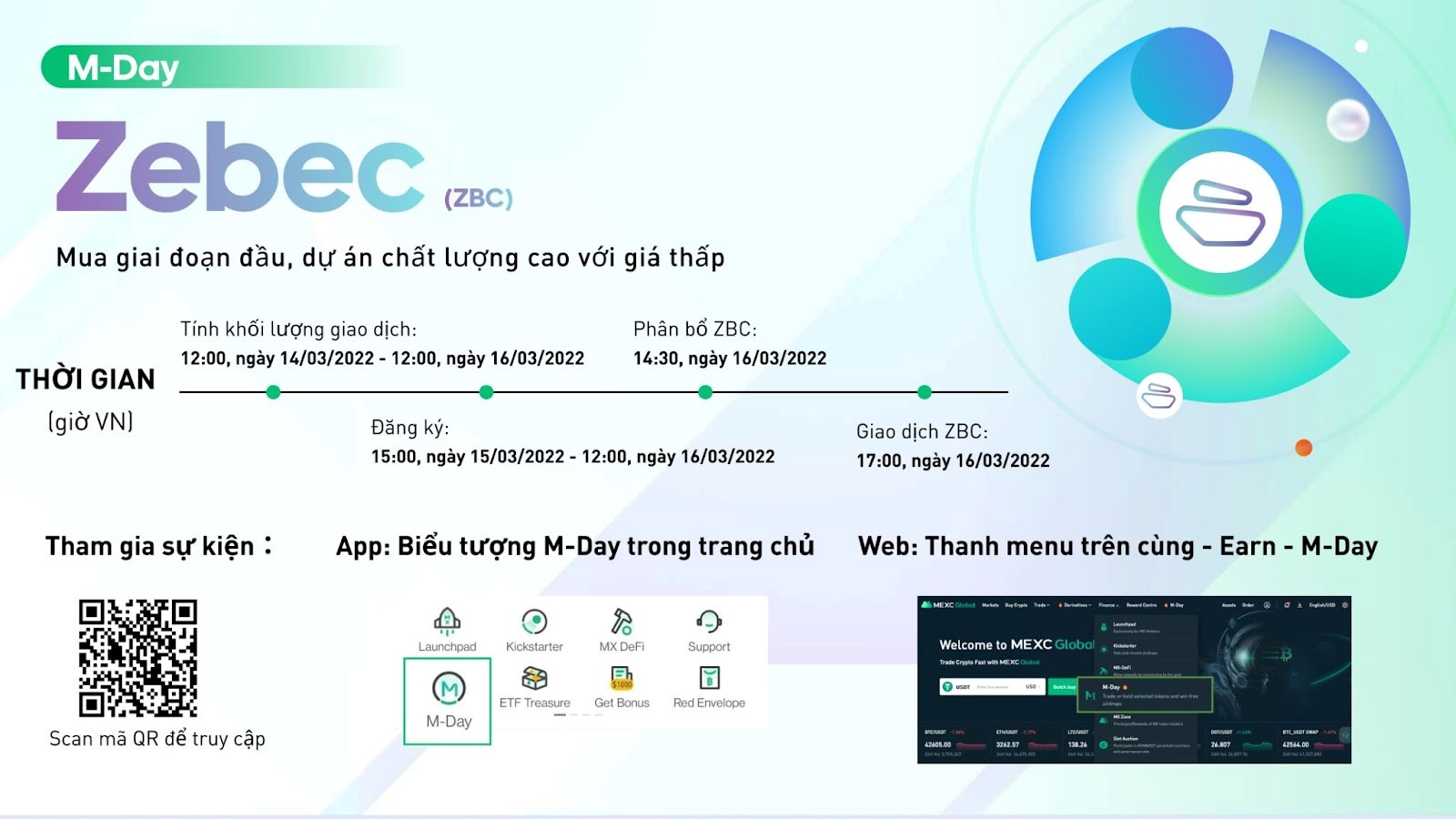 Hướng dẫn tham gia M-day dự án Zebec (ZBC) trên MEXC