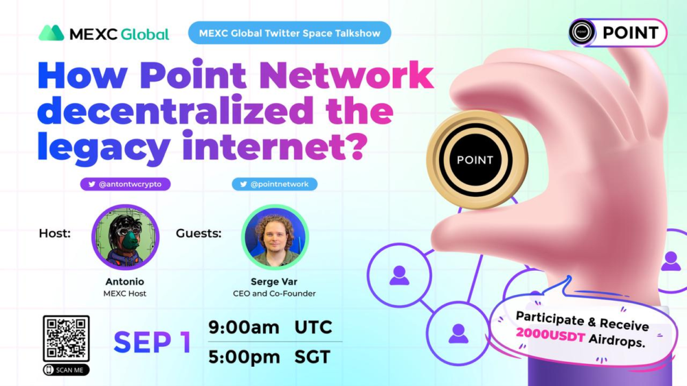 [2022/9/1] MEXC Twitter Space Talkshow——How Point Network decentralized the legacy internet?￼