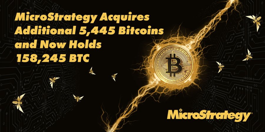 MicroStrategy Boosts Treasury With Additional 5,445 Bitcoin Worth $147.3 Million