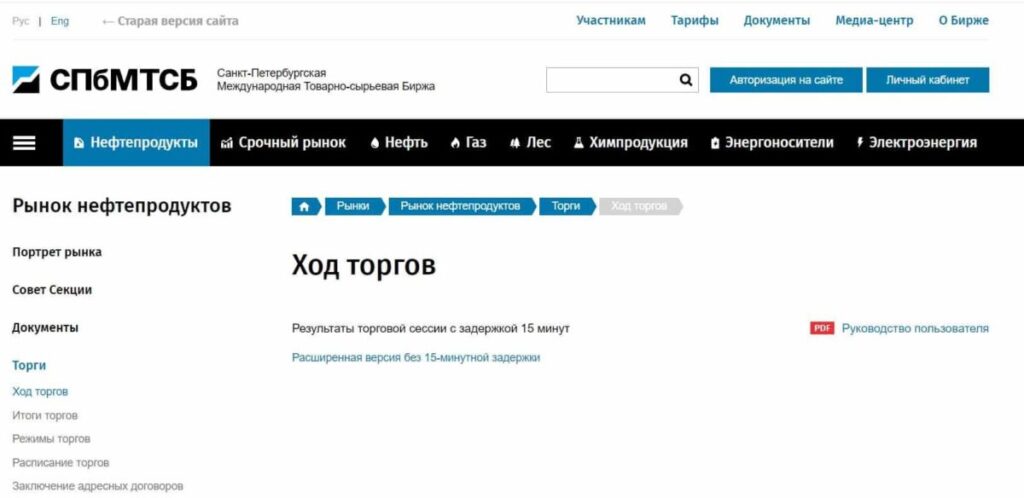 Официальный сайт биржи