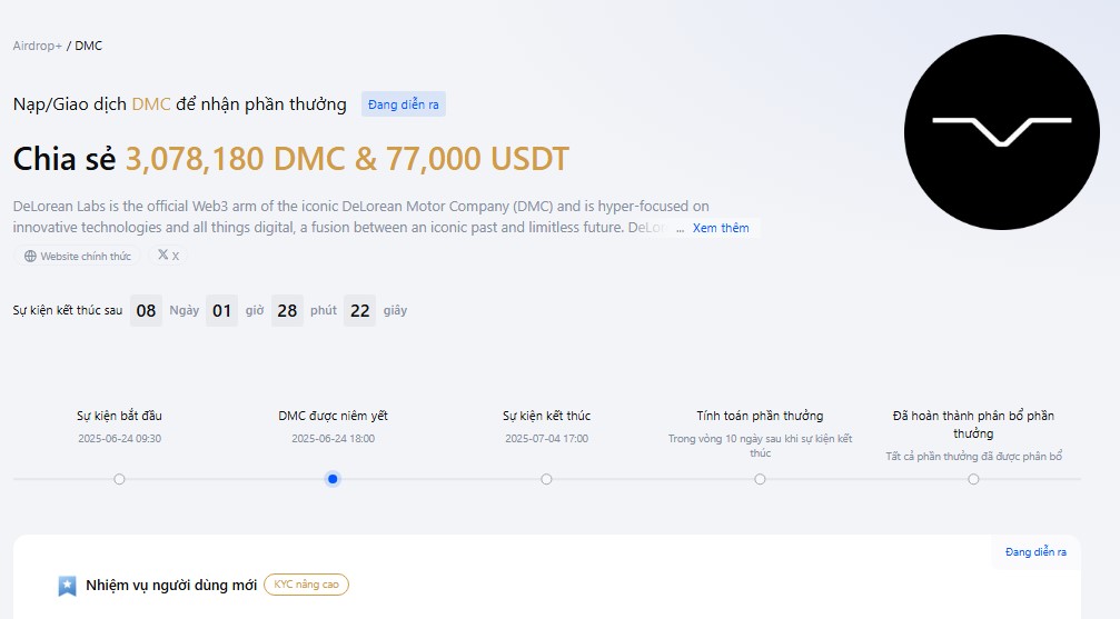 Tham gia sự kiện Airdrop DMC