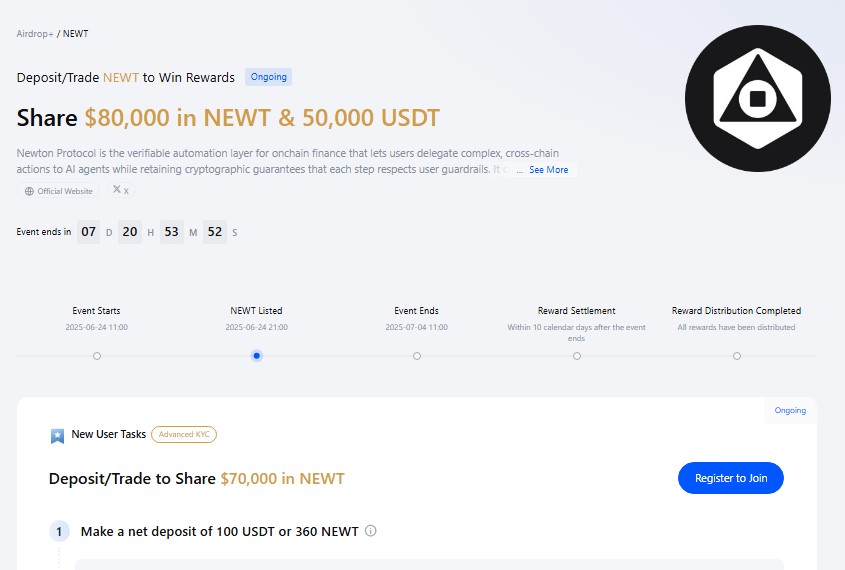 Join NEWT Airdrop event