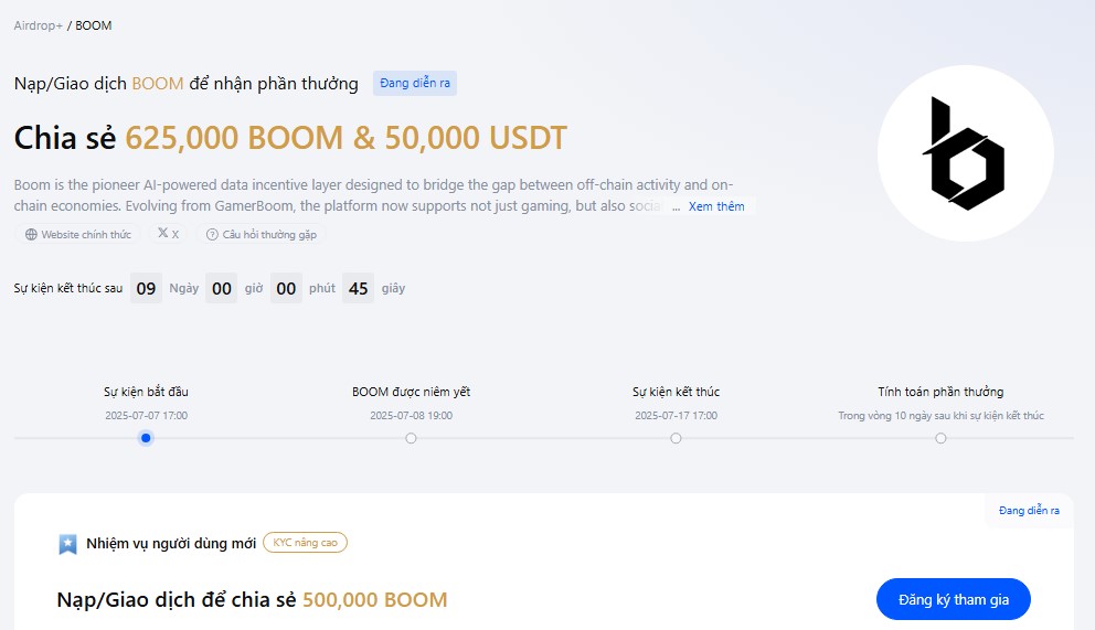 Sự kiện Airdrop BOOM