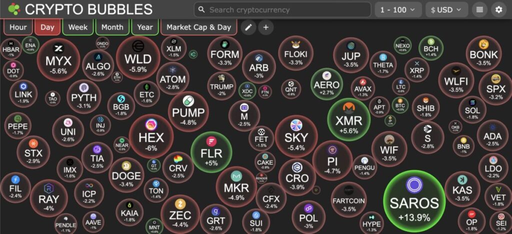 Crypto Bubbles – analiza rynku kryptowalut w czasie rzeczywistym