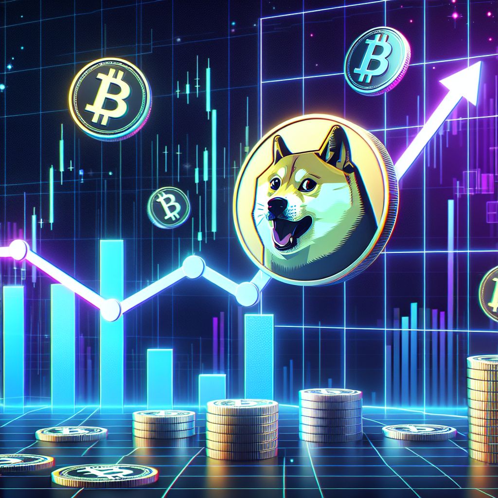 Biểu đồ giá Dogecoin với đường xu hướng tăng.