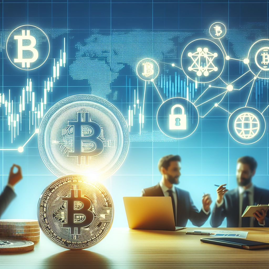 Biểu đồ Bitcoin và logo Zeta Network Group.
