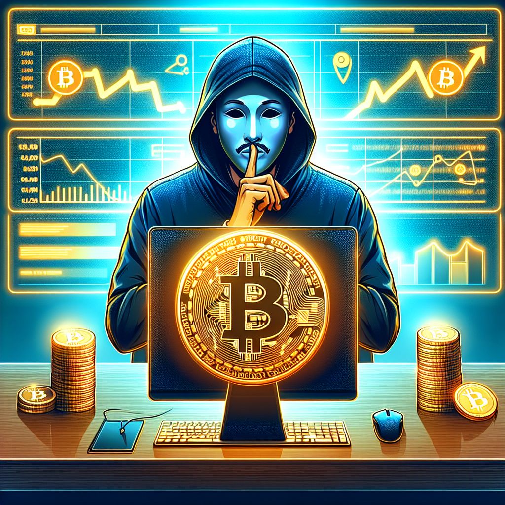 Biểu đồ Bitcoin và biểu tượng bịt miệng hacker.