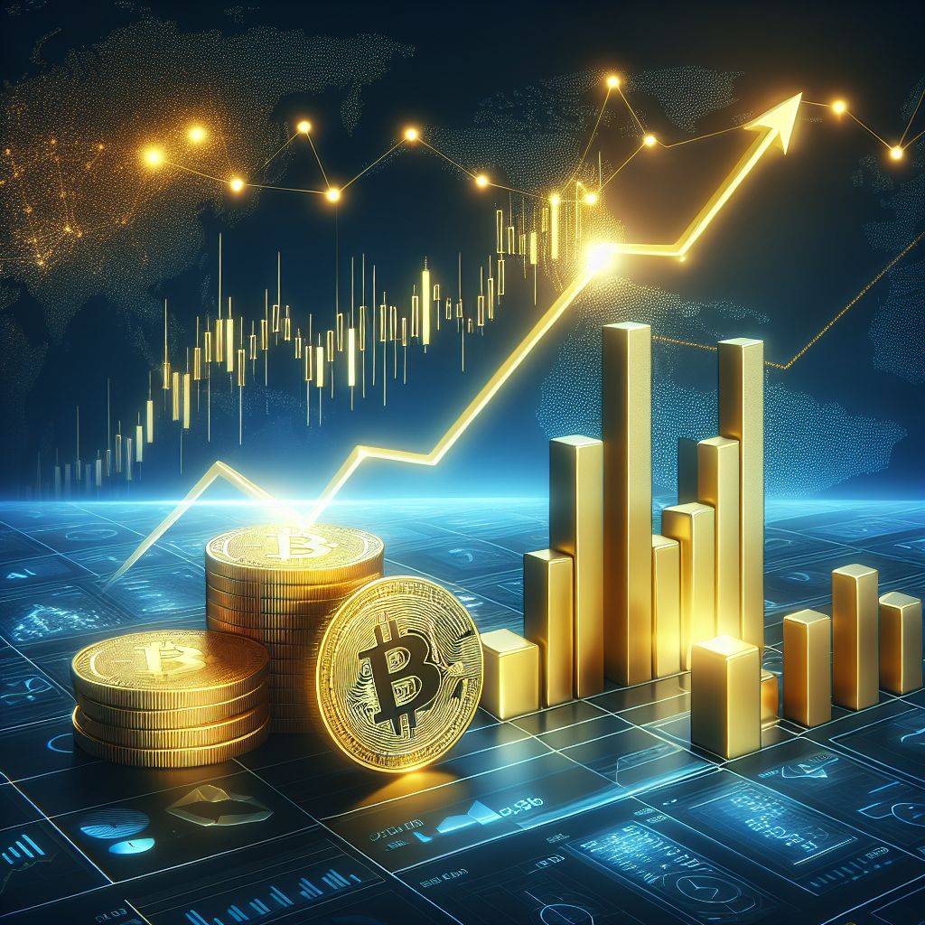 Biểu đồ tăng giảm giá vàng và Bitcoin.