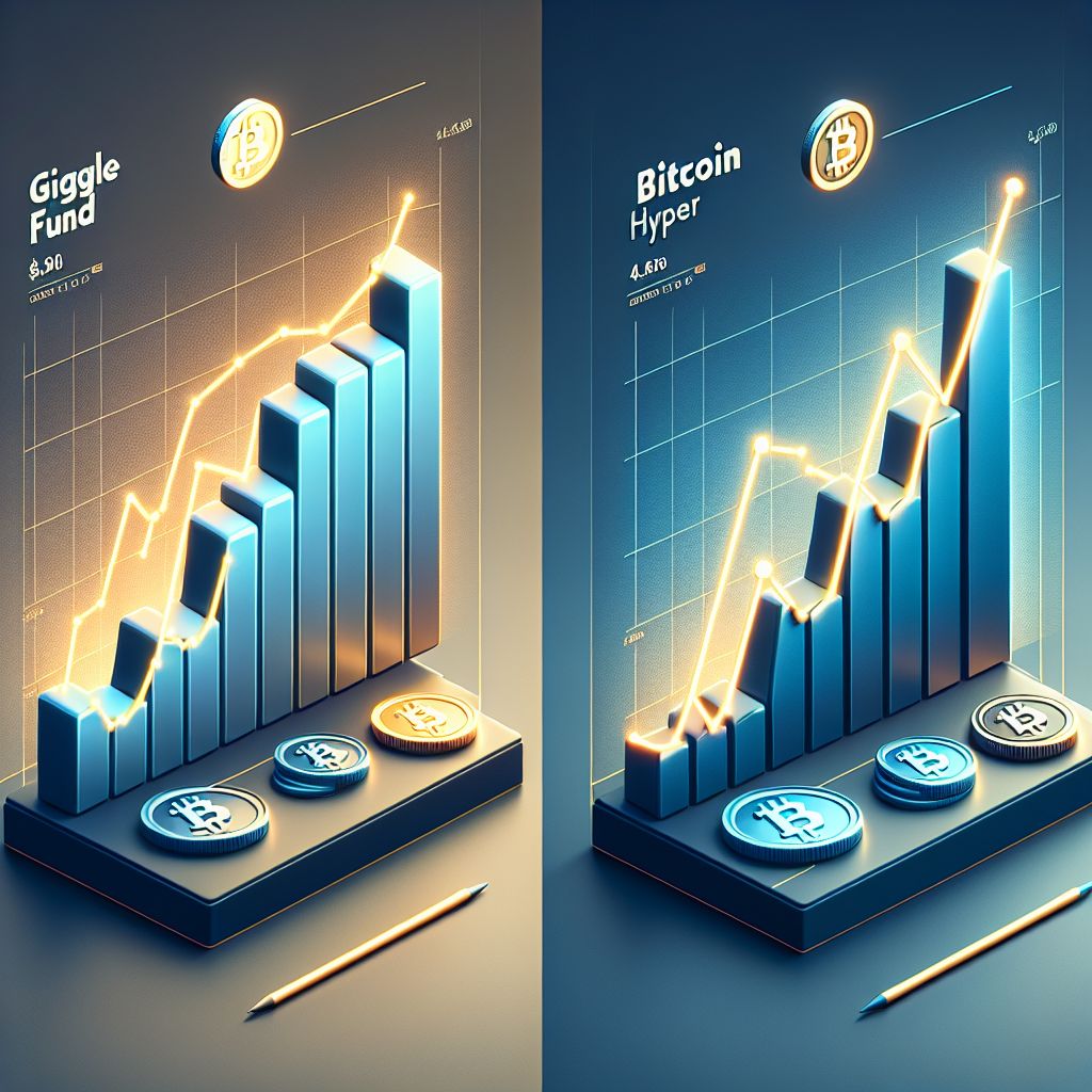 Graphs showing Giggle Fund and Bitcoin Hyper price trends.