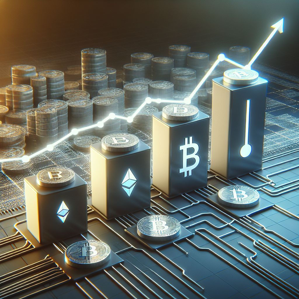 Biểu đồ tăng trưởng của ba altcoin trên nền blockchain.