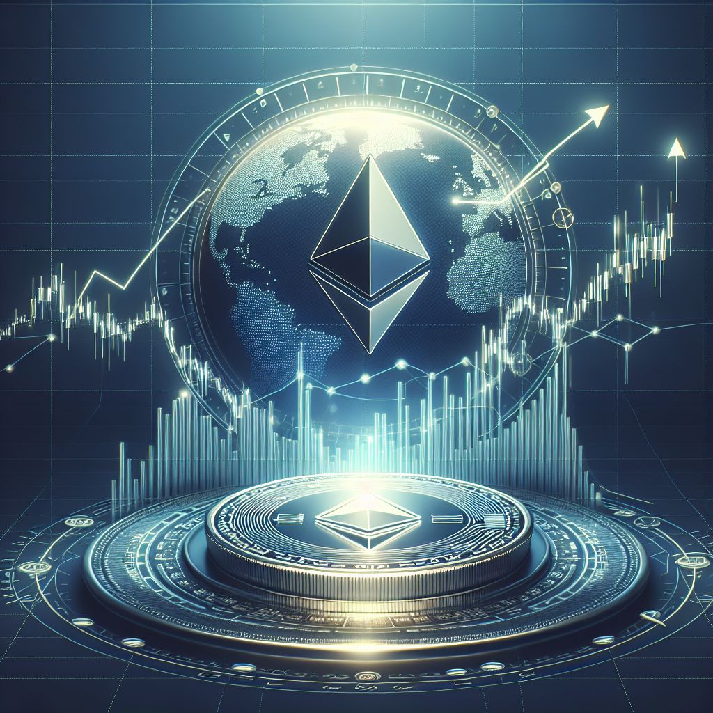 Biểu đồ tăng giá Ethereum và cổ phiếu.