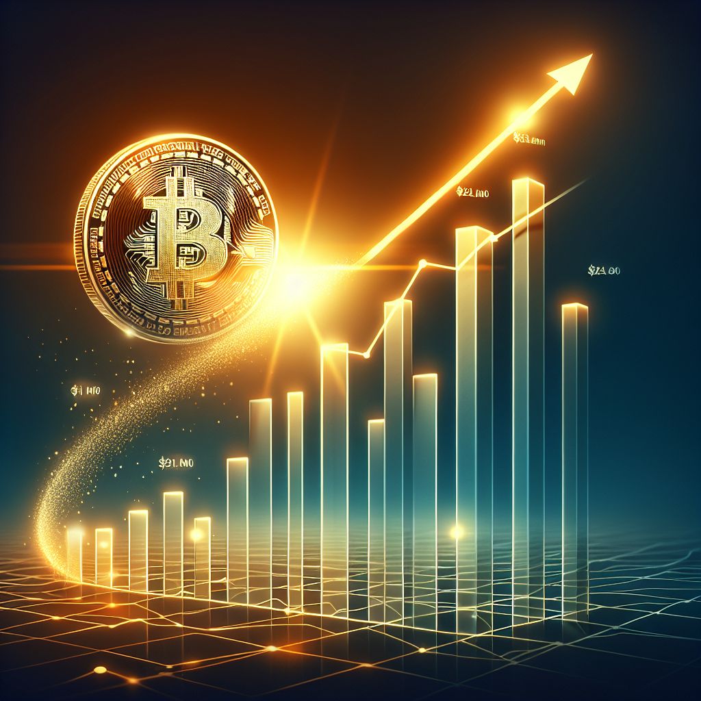 Bitcoin graph soaring towards a symbolic $21 million mark.