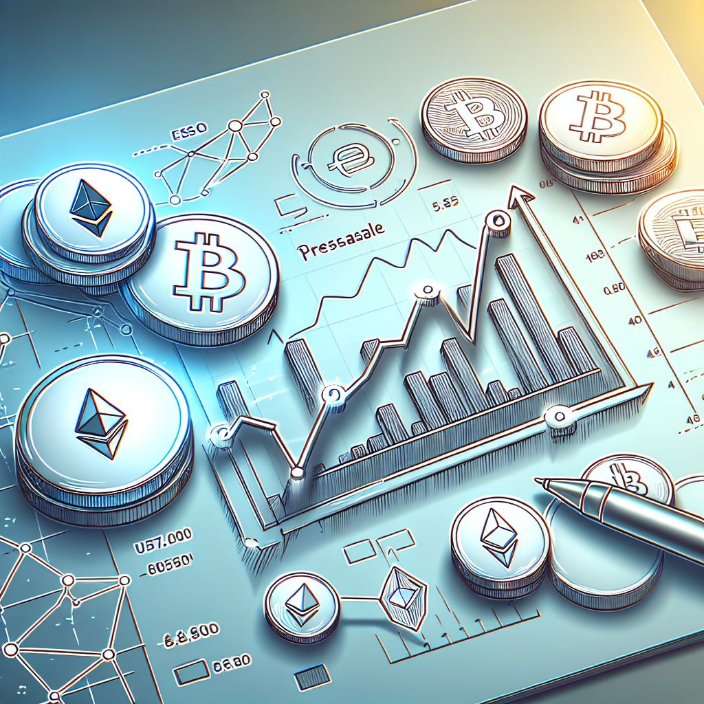 Graph showing Bitcoin and Ethereum price drop with presale logos.