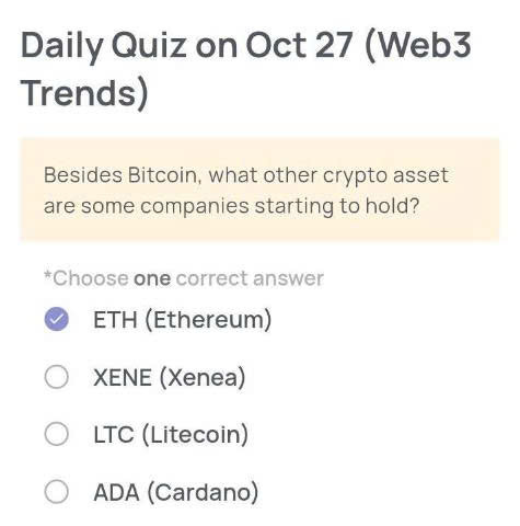 Xenea Wallet Daily Quiz Today’s Answer – October 27, 2025