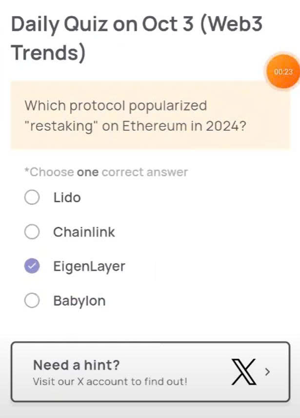 Xenea Wallet Daily Quiz Today's Answer - October 3, 2025