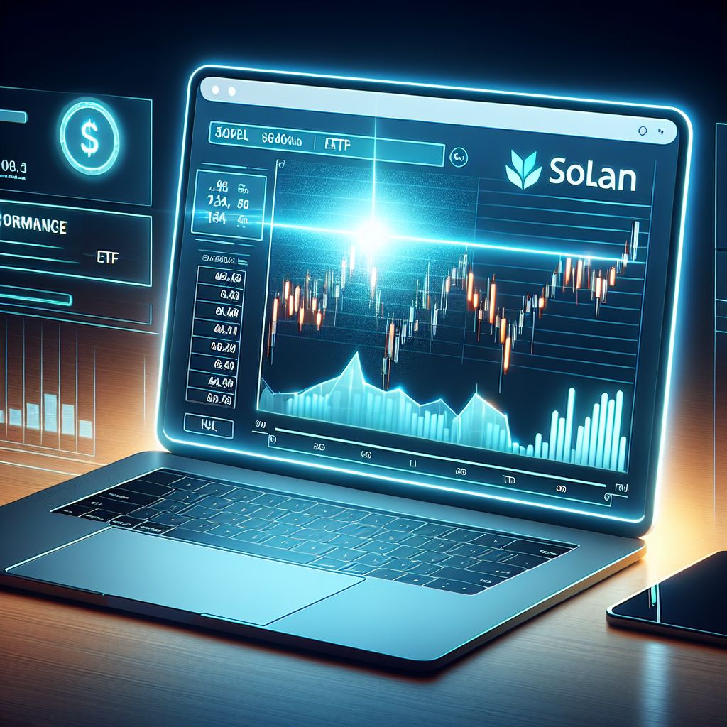 Graph of Solana ETF performance on a digital display.