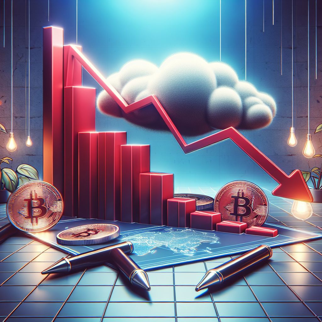 Declining cryptocurrency ETP flows: red downward chart, 2025 policy uncertainty