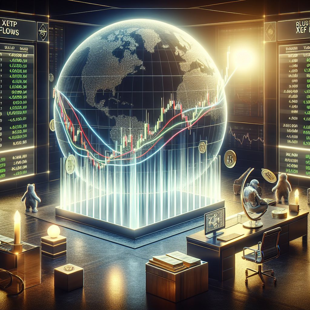XRP candlestick chart showing narrow trading band, ETF flows, RLUSD and PayFi