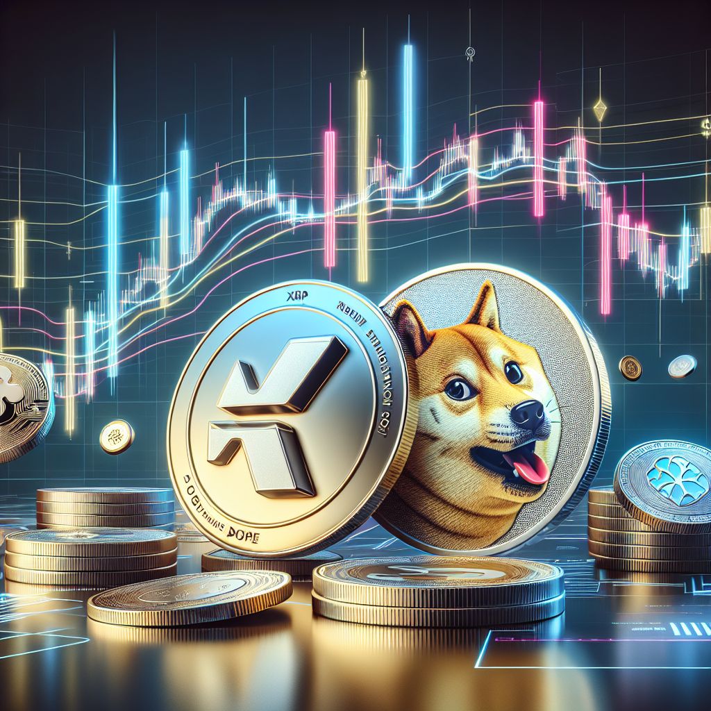 XRP and Dogecoin tokens with price charts and 2025 analysis