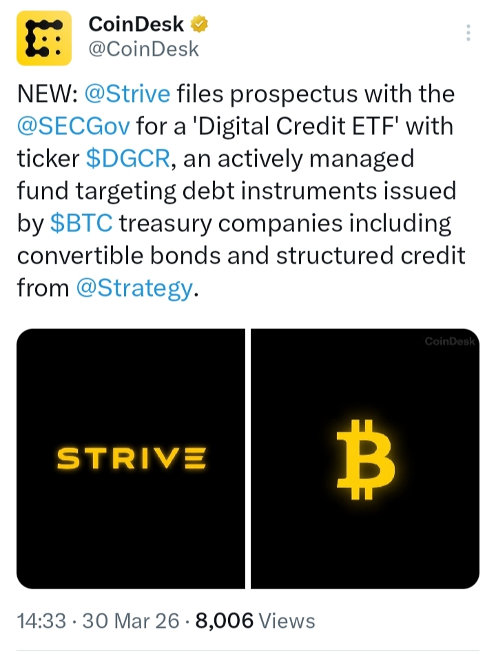 New Strive $DGCR Digital Credit ETF: Yield Play on Bitcoin Treasury Companies via Preferred Stock